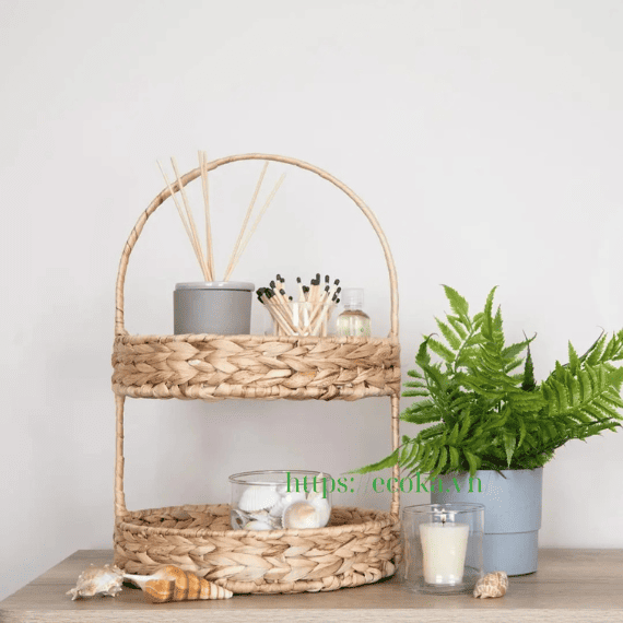Hình ảnh sản phẩm Giỏ lục bình đan tay 2 tầng có tay cầm
