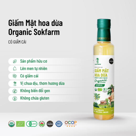 Hình ảnh sản phẩm Giấm mật hoa dừa organic Sokfarm