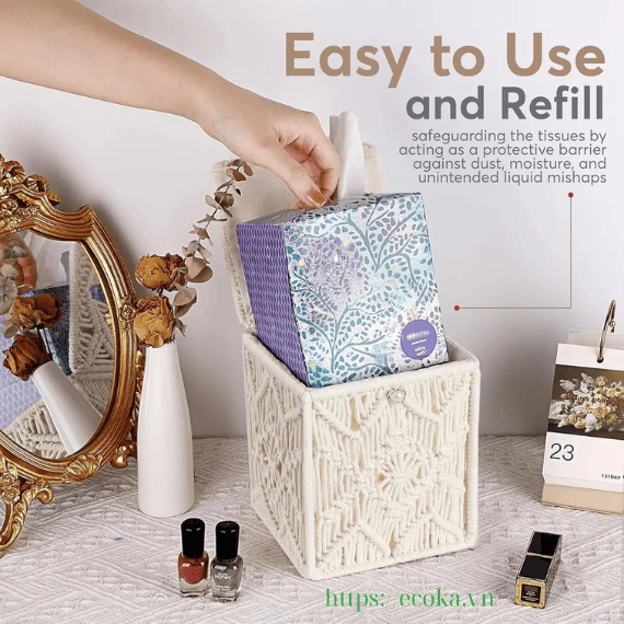 Hình ảnh sản phẩm Hộp đựng khăn giấy macrame