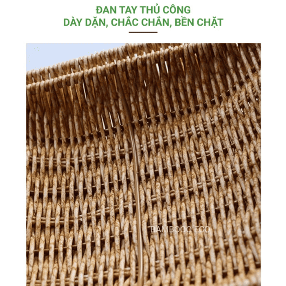 Hình ảnh sản phẩm Khay nhựa giả mây hình vuông đựng đồ khô, bánh kẹo