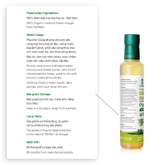 Hình ảnh sản phẩm Giấm mật hoa dừa organic Sokfarm