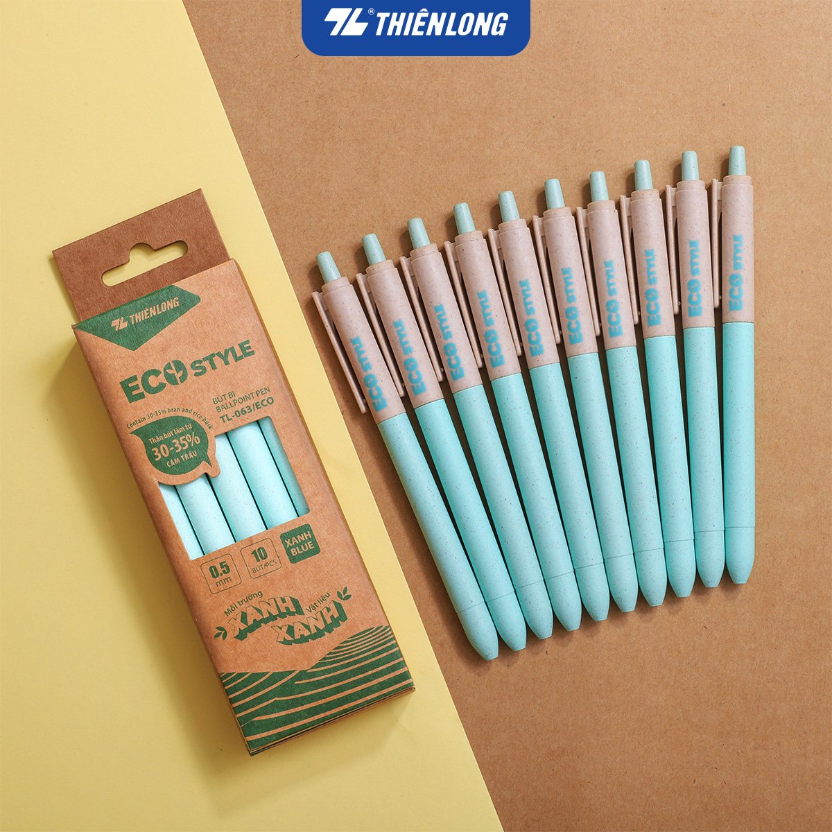 Hình ảnh sản phẩm Bút bi Thiên Long ECO - Chất liệu từ vỏ cám trấu