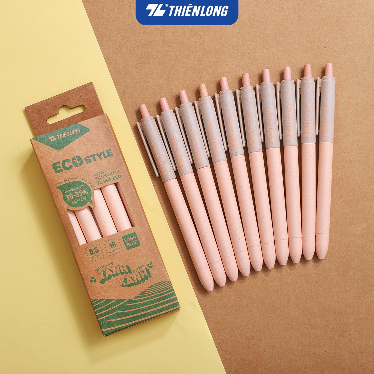 Hình ảnh sản phẩm Bút bi Thiên Long ECO - Chất liệu từ vỏ cám trấu